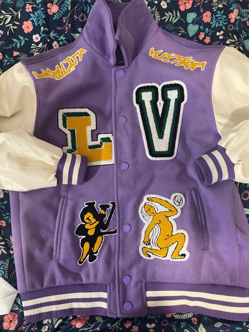 Louis Vuitton Virgil Purple Multi Patch Varsity Jacket